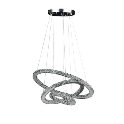 Silver Metal and Crystals LED Dimmable Chandelier HomeRoots
