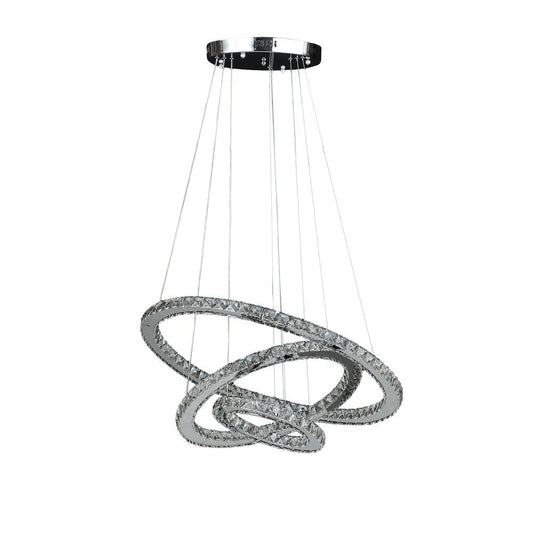 Silver Metal and Crystals LED Dimmable Chandelier HomeRoots