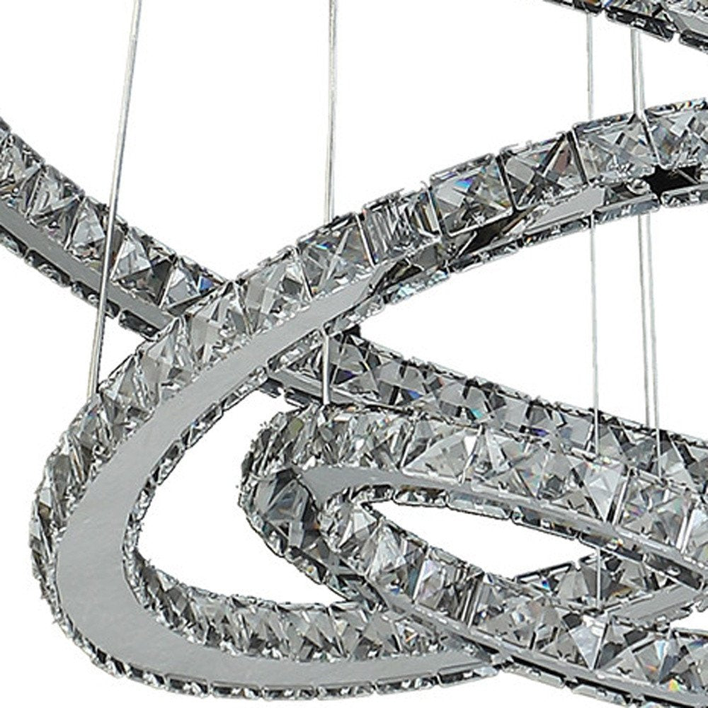 Silver Metal and Crystals LED Dimmable Chandelier — view 3