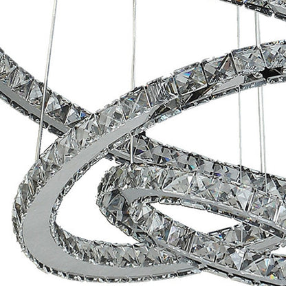 Silver Metal and Crystals LED Dimmable Chandelier HomeRoots