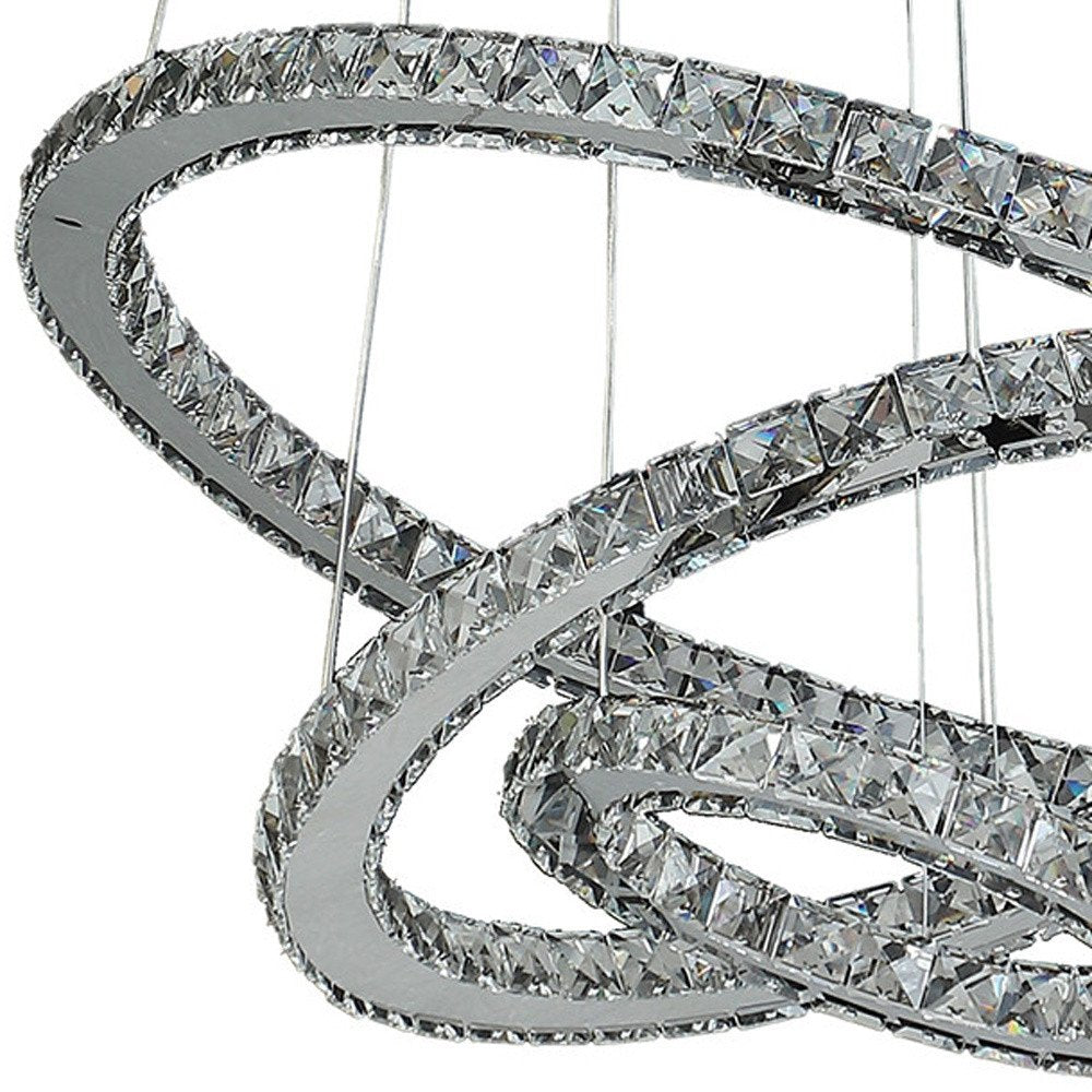 Silver Metal and Crystals LED Dimmable Chandelier HomeRoots