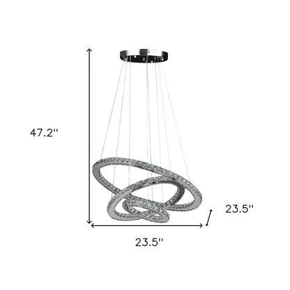 Silver Metal and Crystals LED Dimmable Chandelier HomeRoots