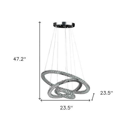 Silver Metal and Crystals LED Dimmable Chandelier HomeRoots