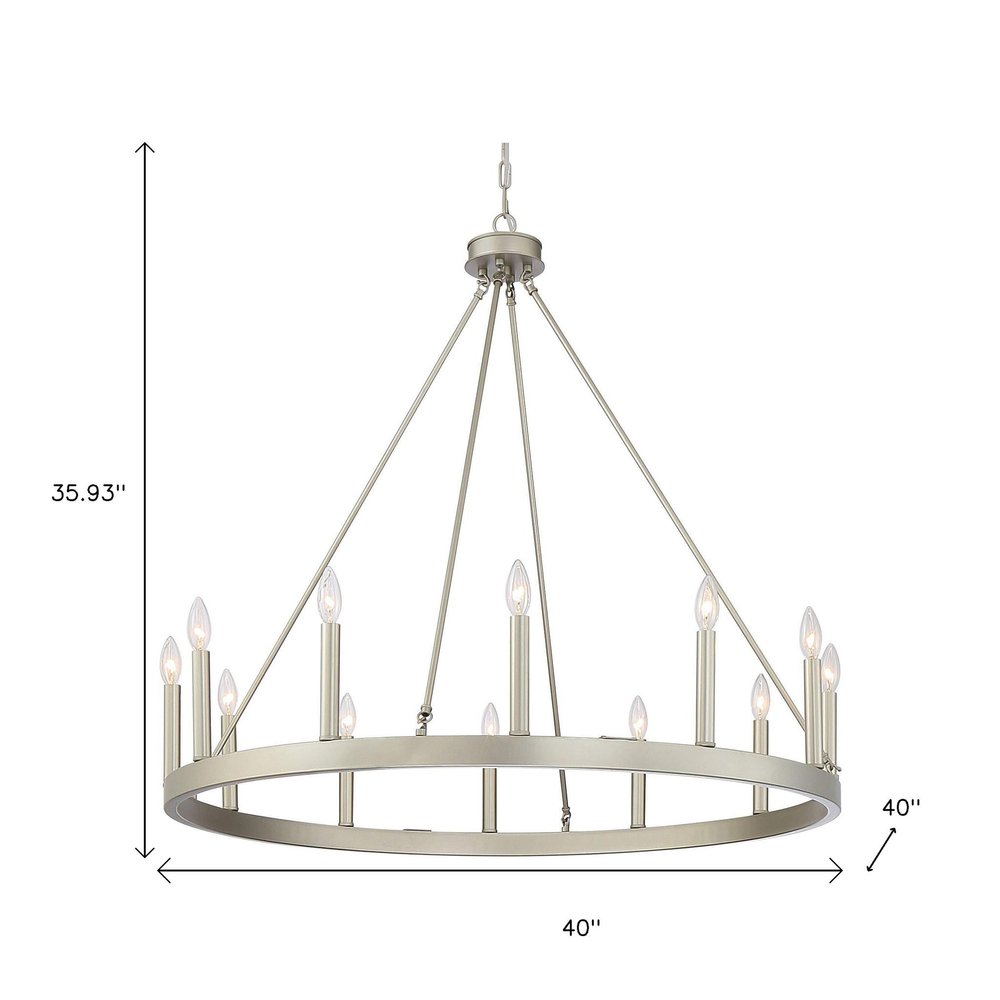 Silver Candle Style Twelve Light Metal Dimmable Chandelier — view 7