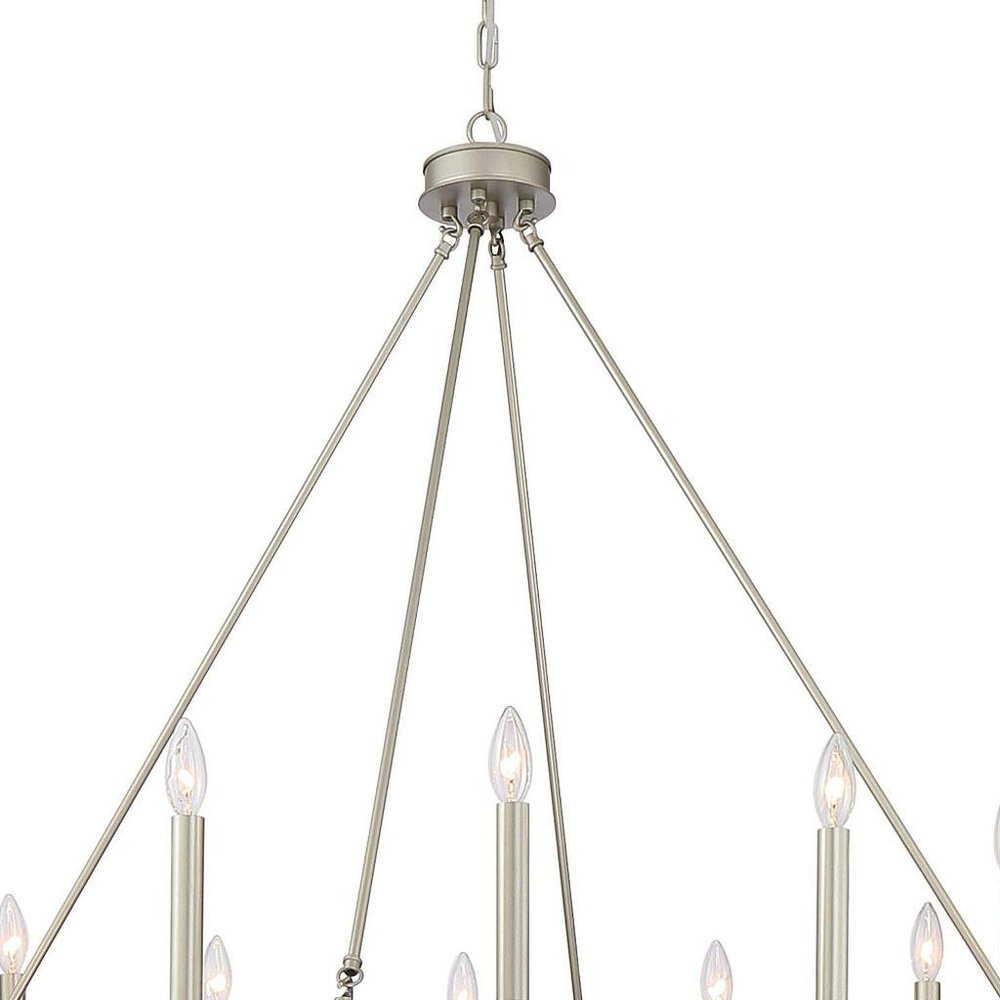 Silver Candle Style Twelve Light Metal Dimmable Chandelier — view 8