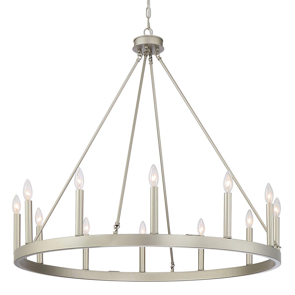 Silver Candle Style Twelve Light Metal Dimmable Chandelier — view 1