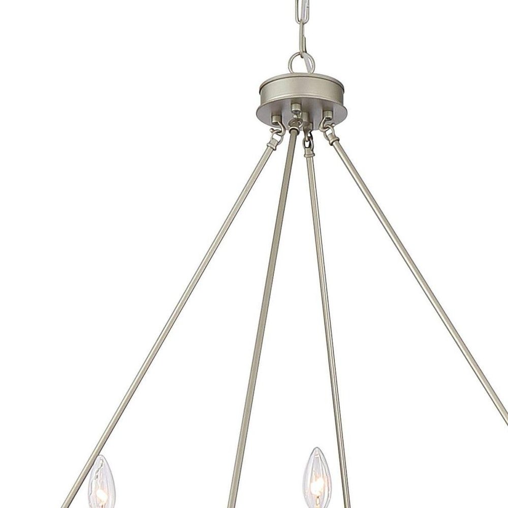 Silver Candle Style Twelve Light Metal Dimmable Chandelier — view 6