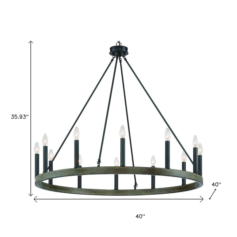 Black Candle Style Twelve Light Metal Dimmable Chandelier — view 9