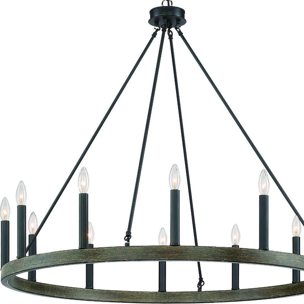 Black Candle Style Twelve Light Metal Dimmable Chandelier — view 10