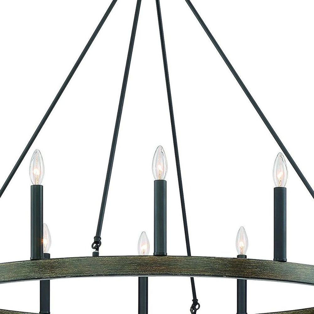 Black Candle Style Twelve Light Metal Dimmable Chandelier — view 8