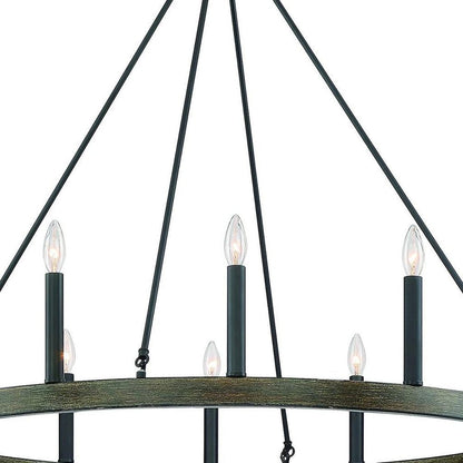 Black Candle Style Twelve Light Metal Dimmable Chandelier