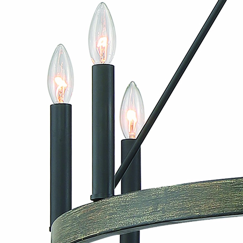 Black Candle Style Twelve Light Metal Dimmable Chandelier — view 5
