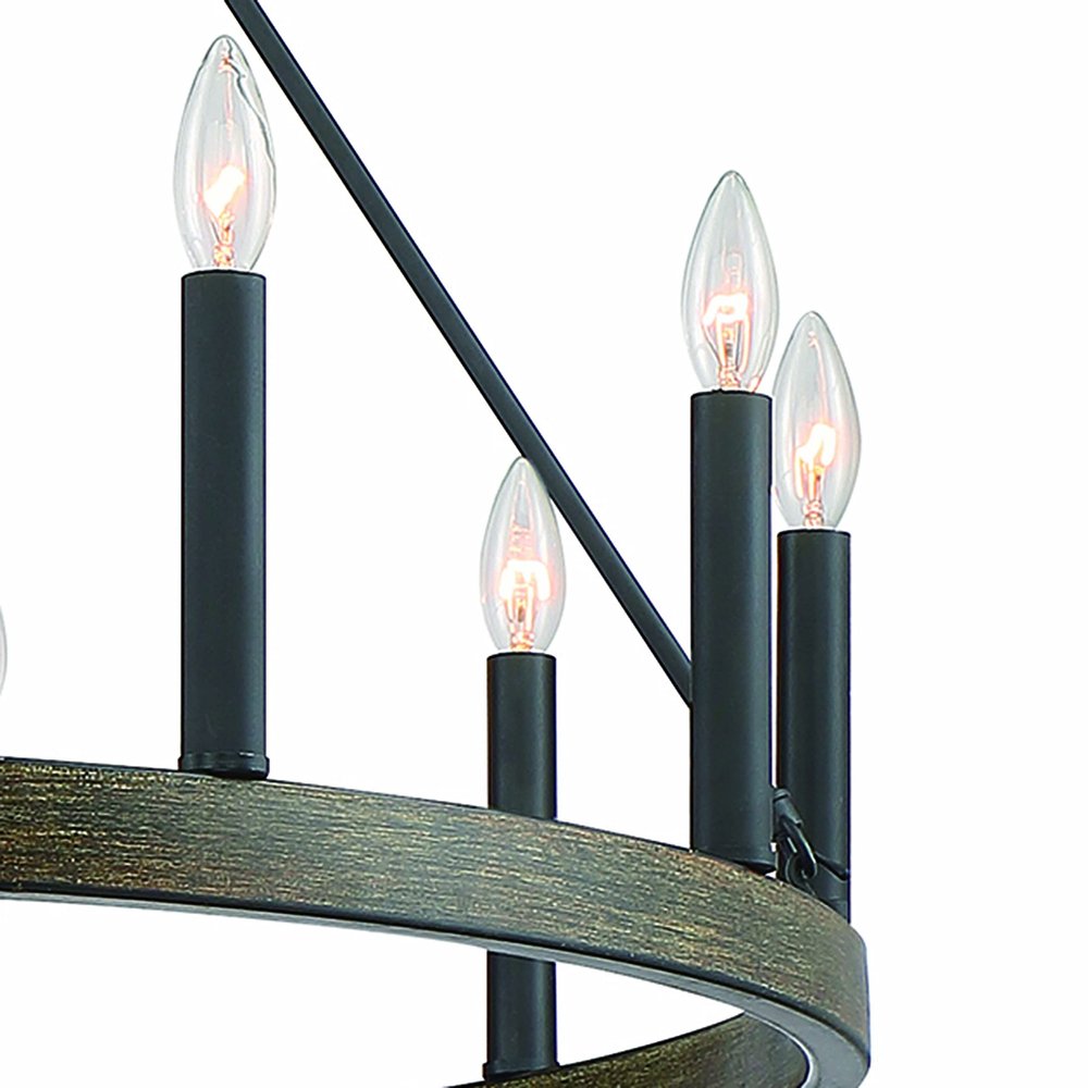 Black Candle Style Twelve Light Metal Dimmable Chandelier — view 6