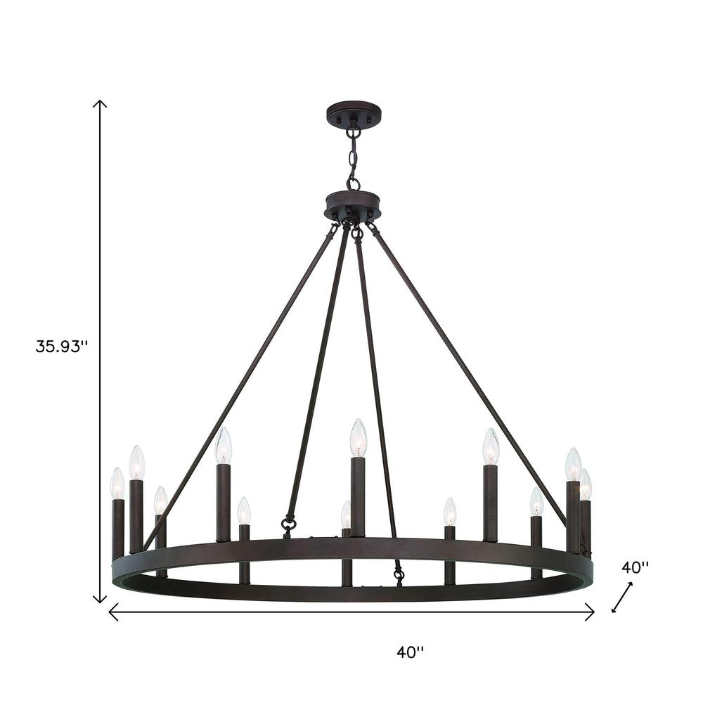 Bronze Candle Style Twelve Light Metal Dimmable Chandelier — view 8