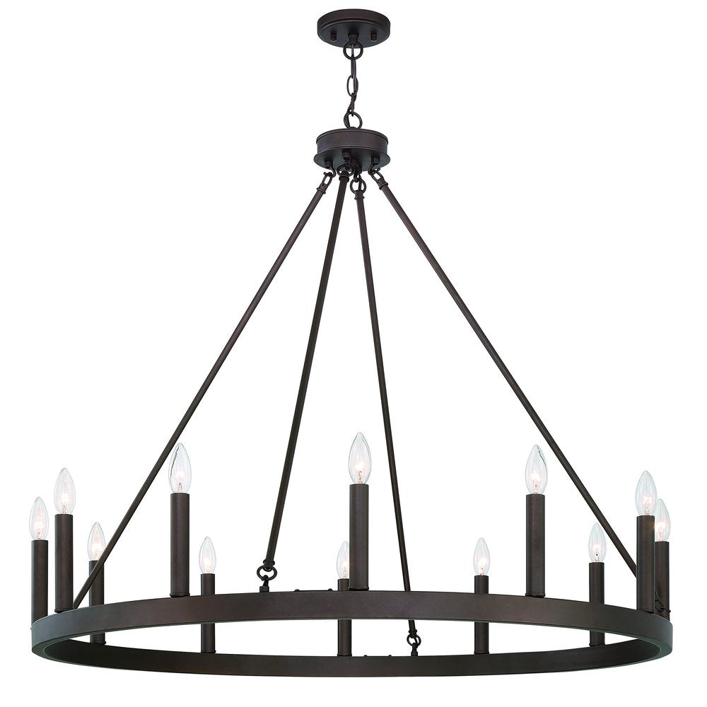 Bronze Candle Style Twelve Light Metal Dimmable Chandelier — view 1