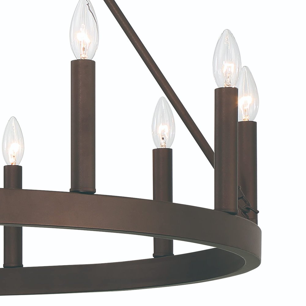 Bronze Candle Style Twelve Light Metal Dimmable Chandelier — view 5