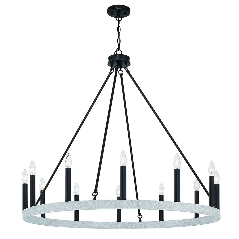 Black And White Candle Style Twelve Light Metal Dimmable Chandelier — view 6