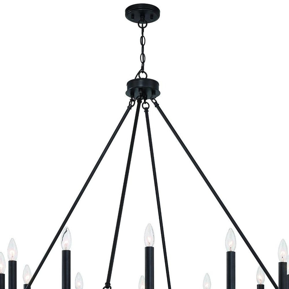 Black And White Candle Style Twelve Light Metal Dimmable Chandelier — view 10