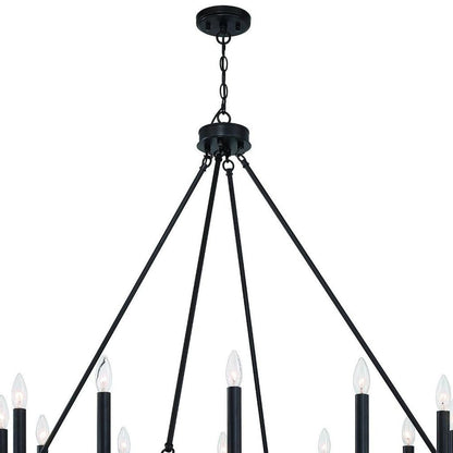 Black And White Candle Style Twelve Light Metal Dimmable Chandelier