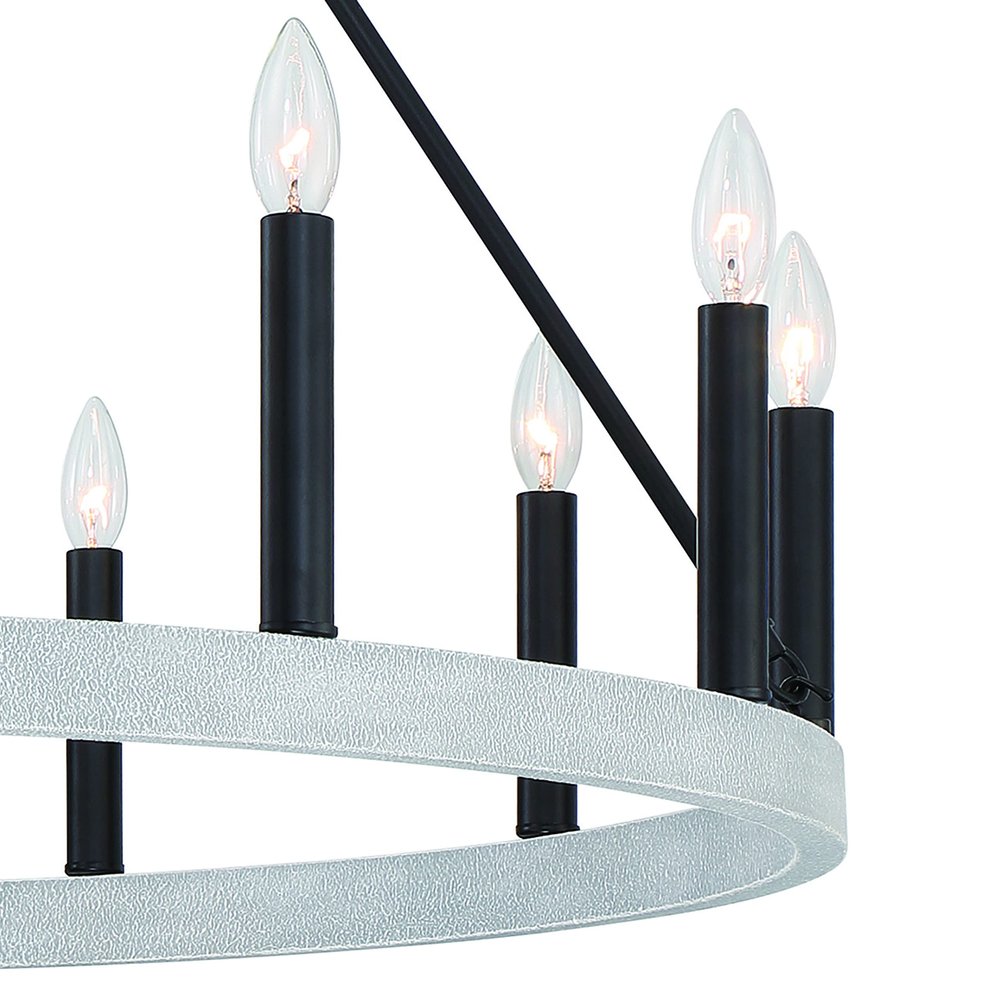 Black And White Candle Style Twelve Light Metal Dimmable Chandelier — view 4