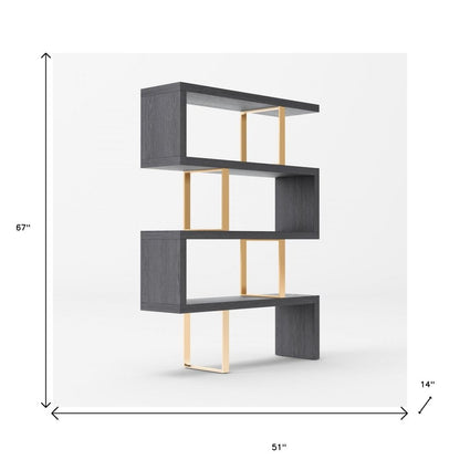Gold And Gray Four Tier Bookcase HomeRoots
