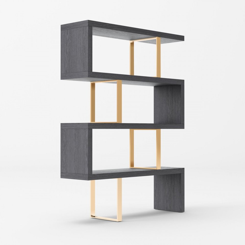 Gold And Gray Four Tier Bookcase HomeRoots