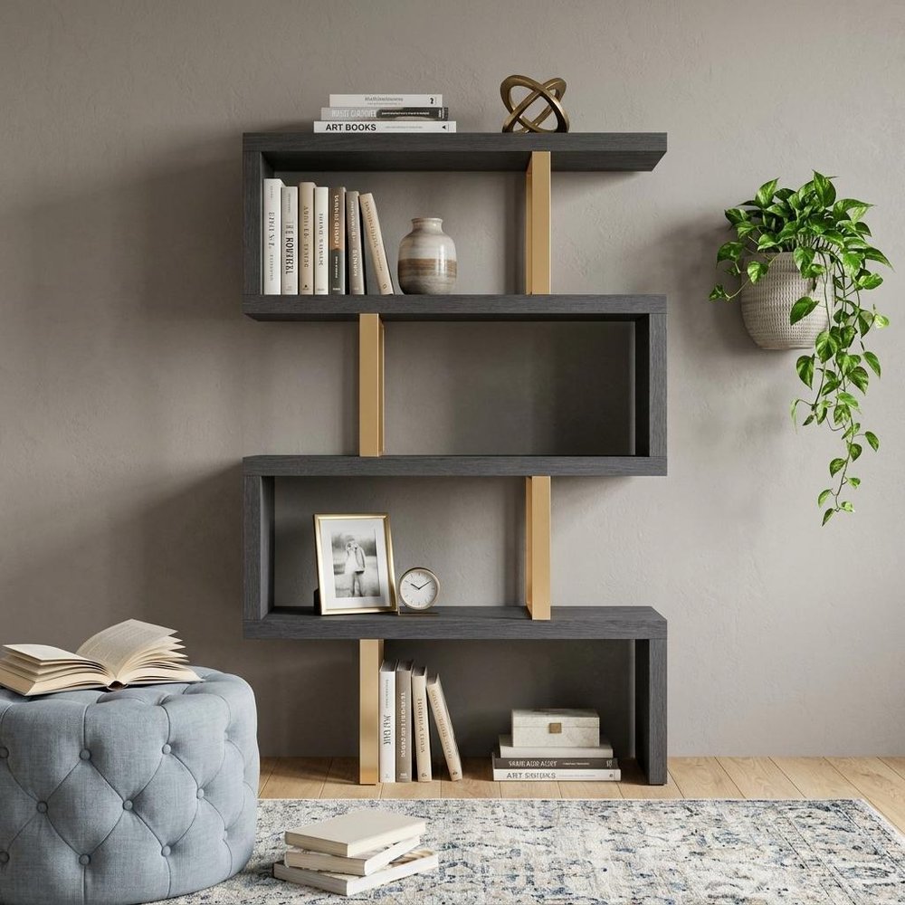 Gold And Gray Four Tier Bookcase HomeRoots