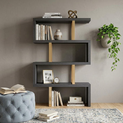 Gold And Gray Four Tier Bookcase HomeRoots