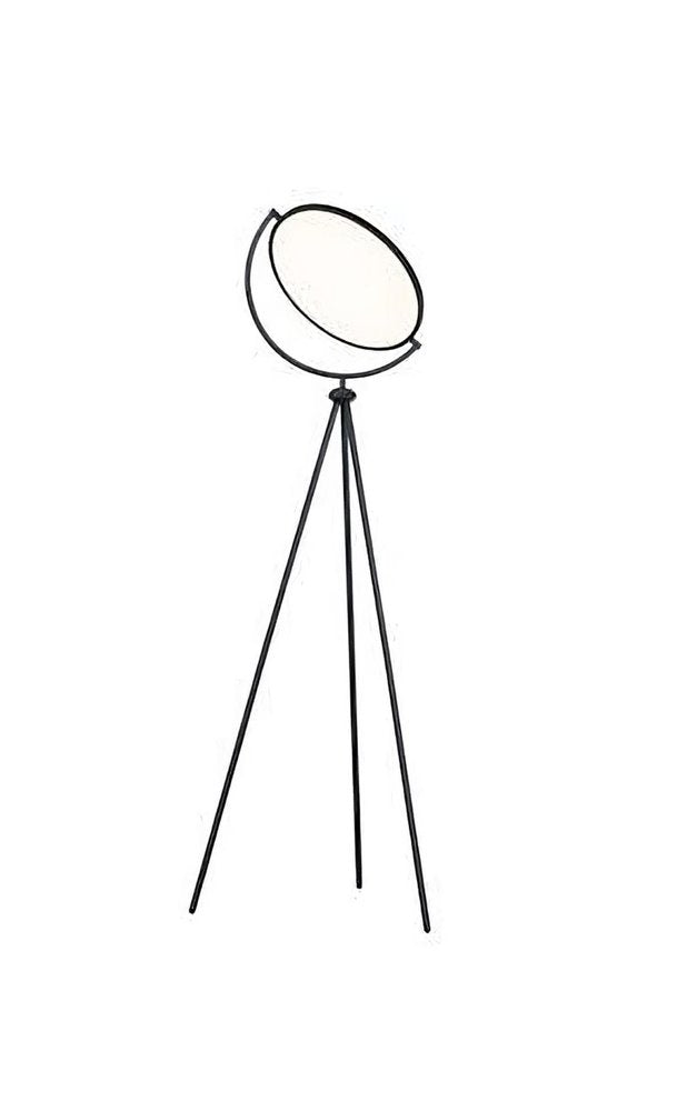 60" Black LED Tripod Floor Lamp With Black Metal Novelty Shade HomeRoots