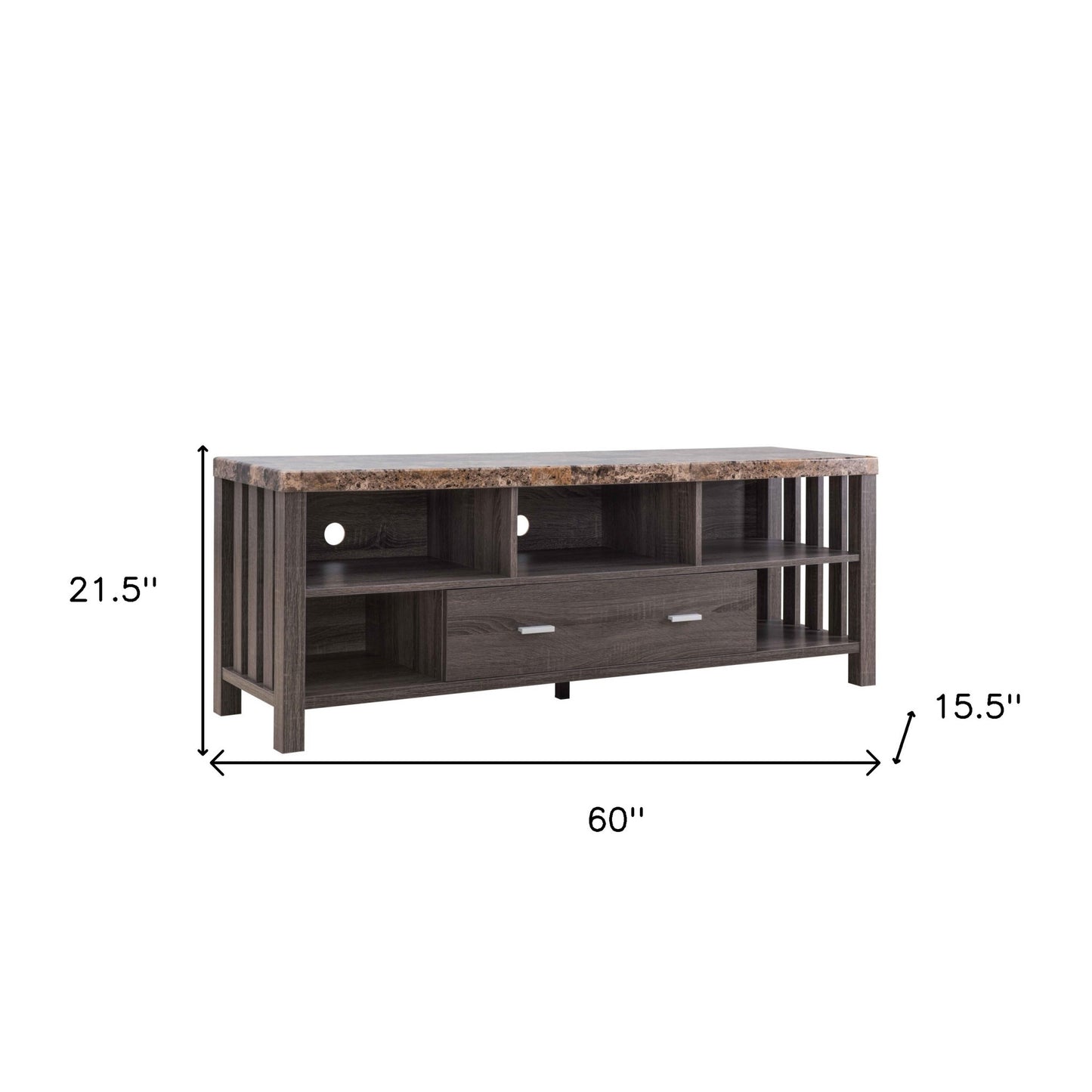 60" Gray Enclosed Storage TV Stand