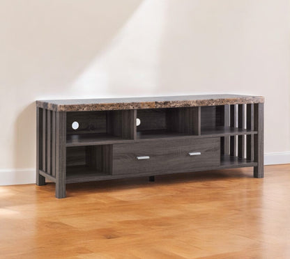 60" Gray Enclosed Storage TV Stand