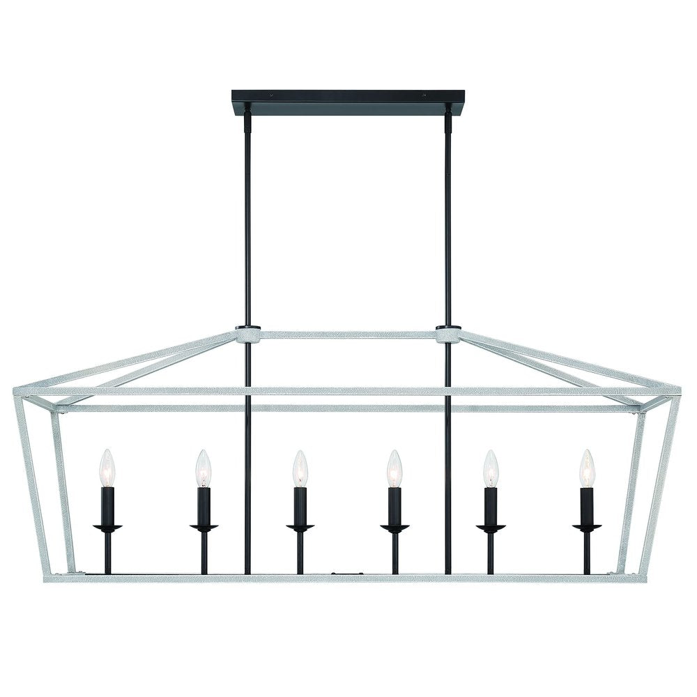 Black And White Candle Style Six Light Metal Dimmable Chandelier — view 1