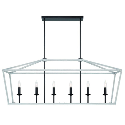 Black And White Candle Style Six Light Metal Dimmable Chandelier