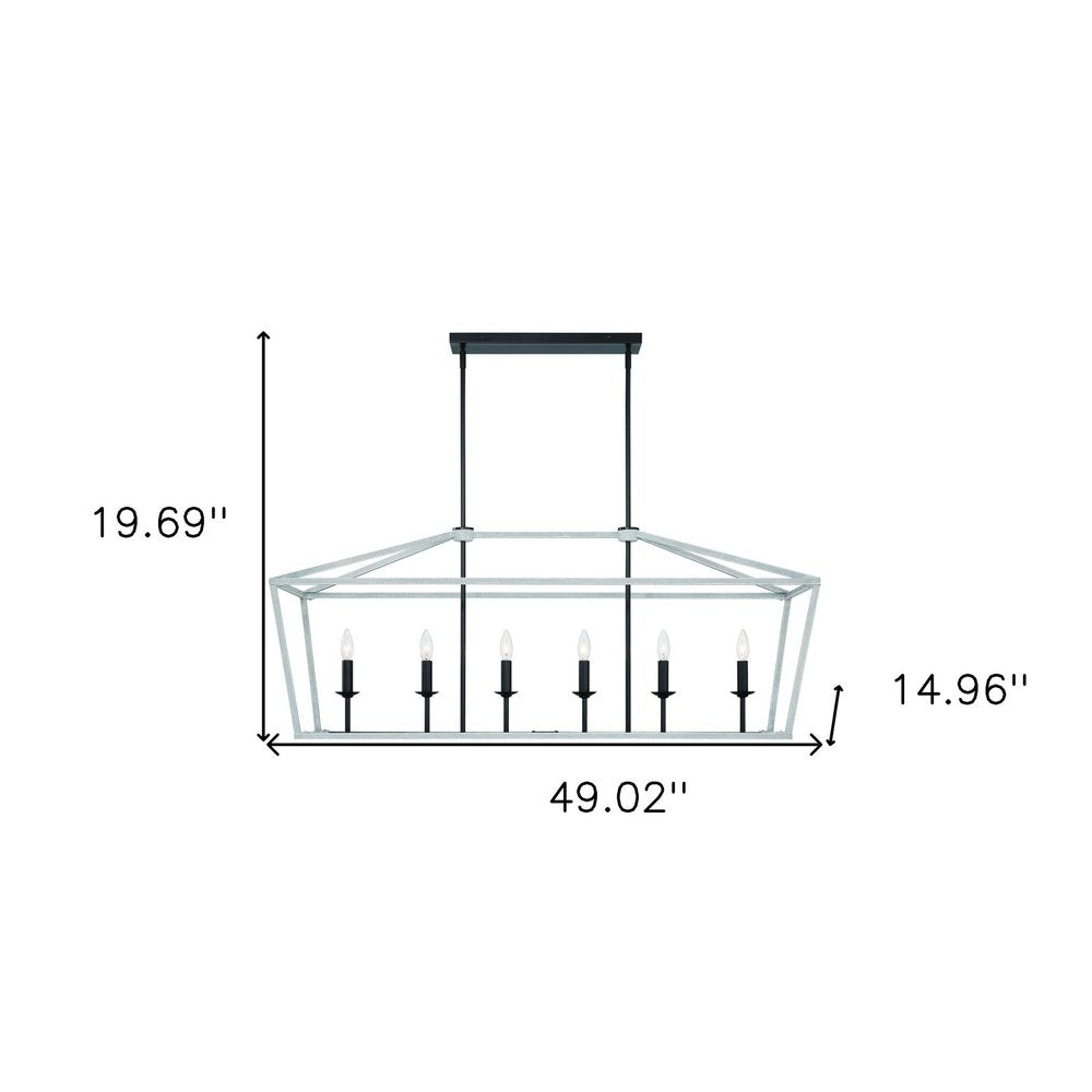 Black And White Candle Style Six Light Metal Dimmable Chandelier — view 2