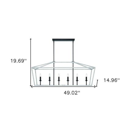 Black And White Candle Style Six Light Metal Dimmable Chandelier