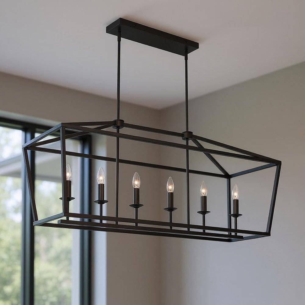 Bronze Candle Style Six Light Metal Dimmable Chandelier — view 5