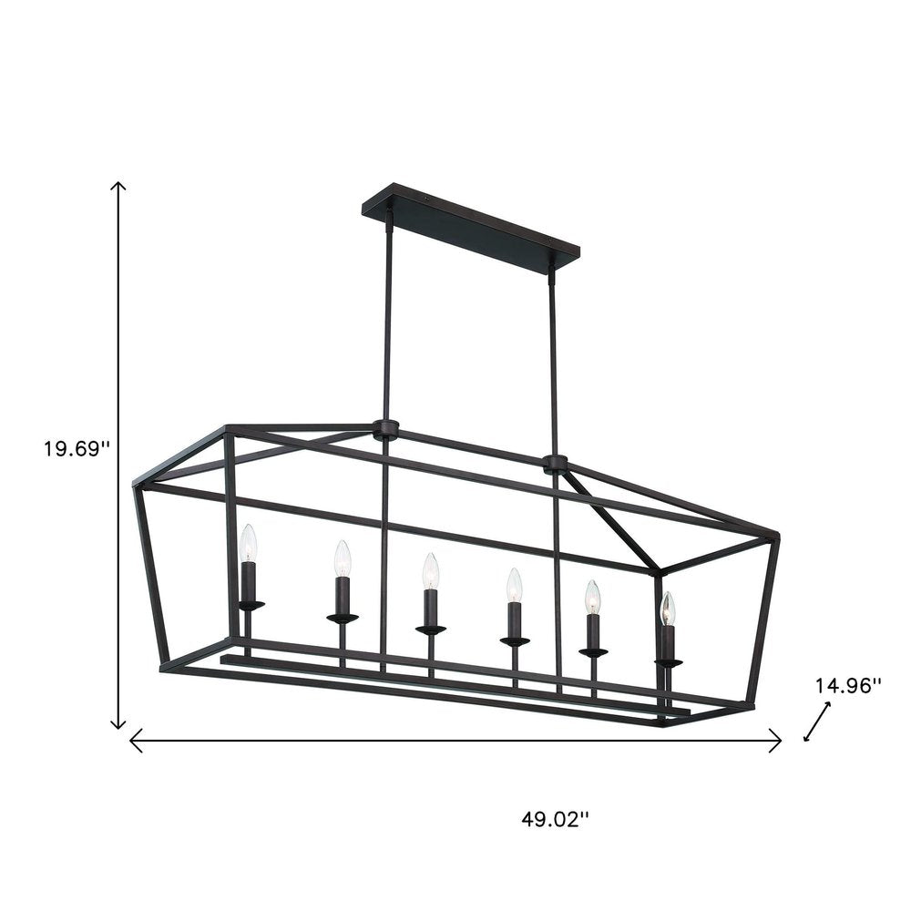 Bronze Candle Style Six Light Metal Dimmable Chandelier