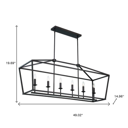 Bronze Candle Style Six Light Metal Dimmable Chandelier
