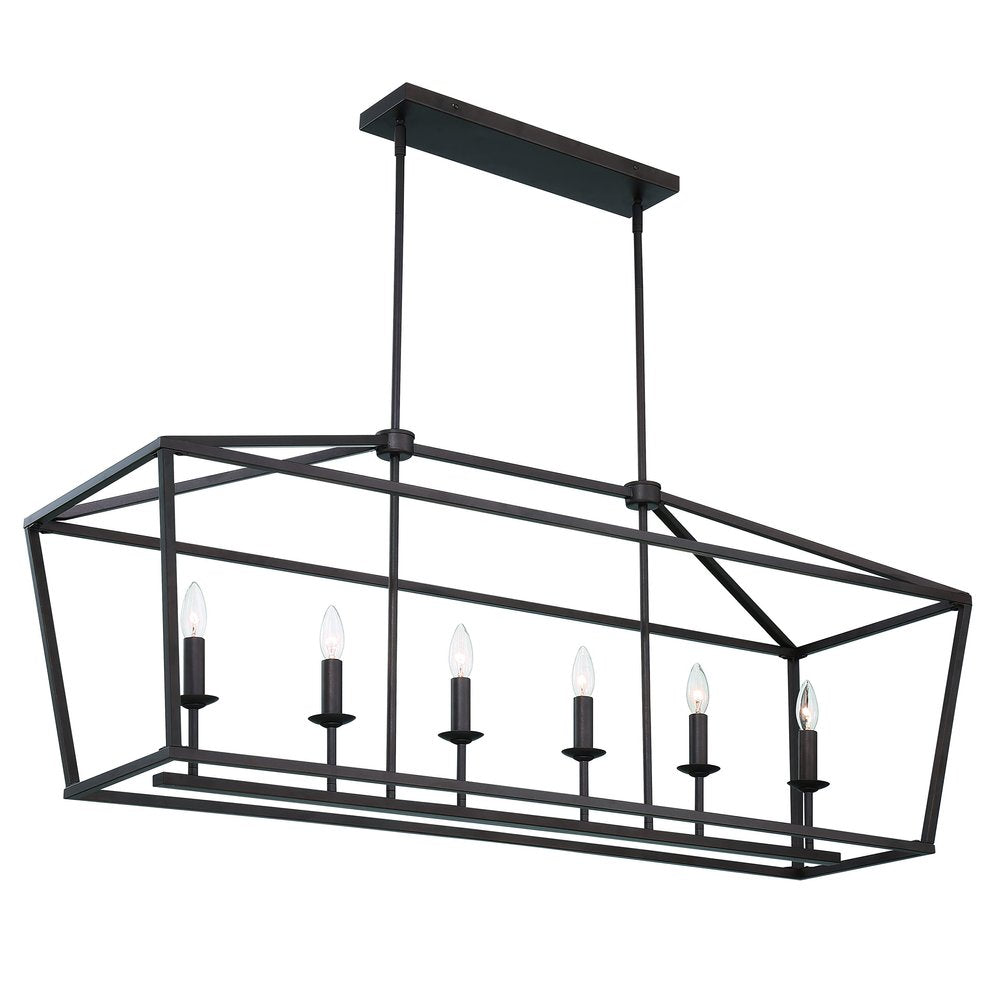 Bronze Candle Style Six Light Metal Dimmable Chandelier — view 1