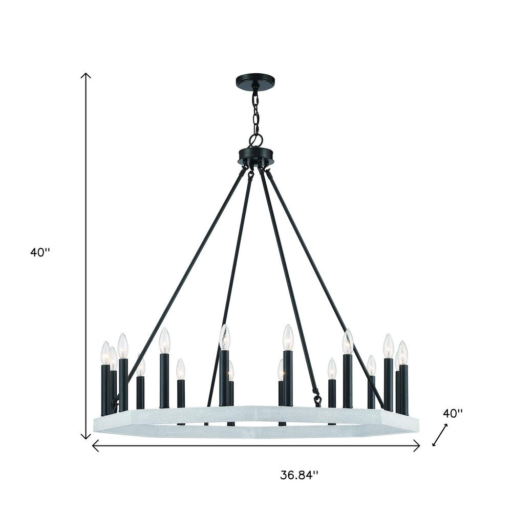 Black And White Candle Style Multi Light Metal Dimmable Chandelier — view 8