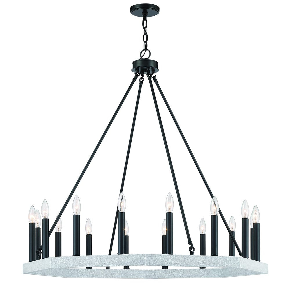 Black And White Candle Style Multi Light Metal Dimmable Chandelier — view 1
