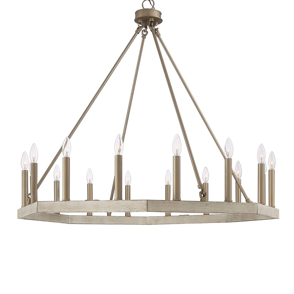 Brass Candle Style Multi Light Metal Dimmable Flush Chandelier — view 1