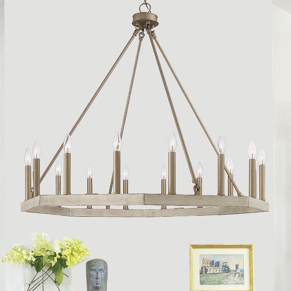 Brass Candle Style Multi Light Metal Dimmable Flush Chandelier — view 2