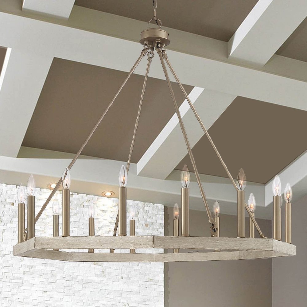 Brass Candle Style Multi Light Metal Dimmable Flush Chandelier — view 3