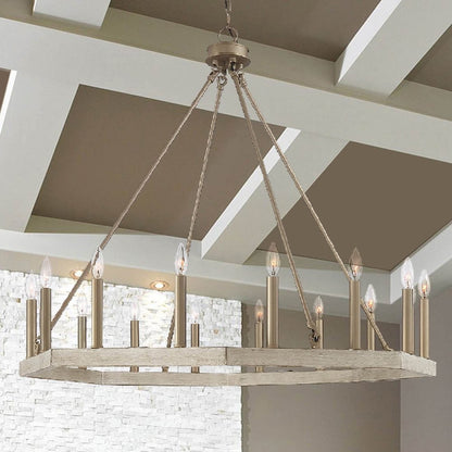 Brass Candle Style Multi Light Metal Dimmable Flush Chandelier