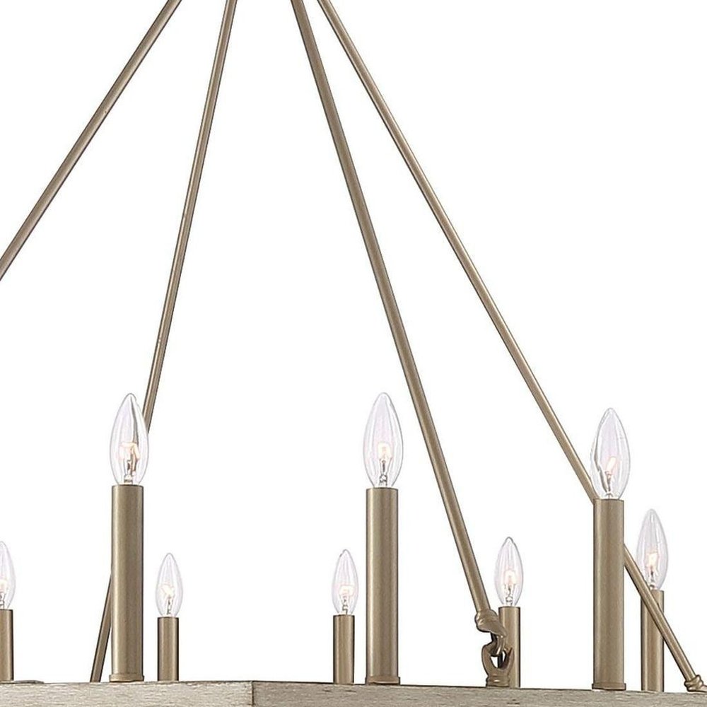 Brass Candle Style Multi Light Metal Dimmable Flush Chandelier — view 9