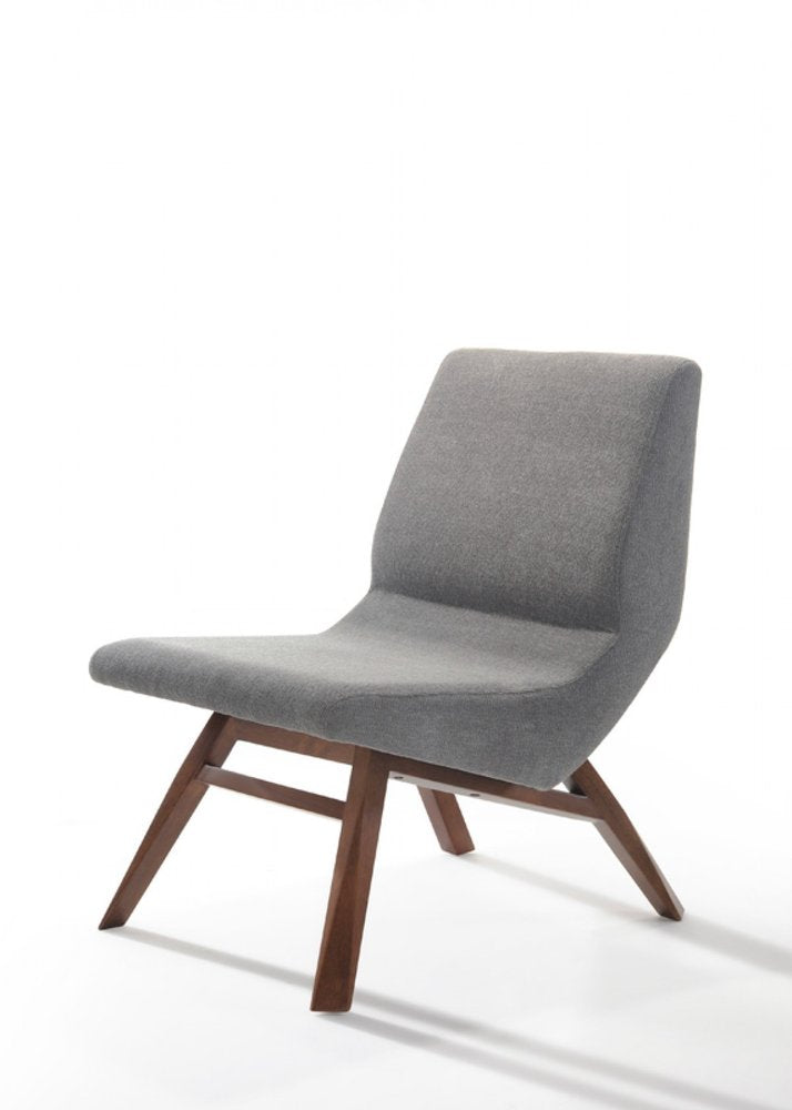 22" Gray And Brown Upholstered Lounge Chair With Ottoman HomeRoots