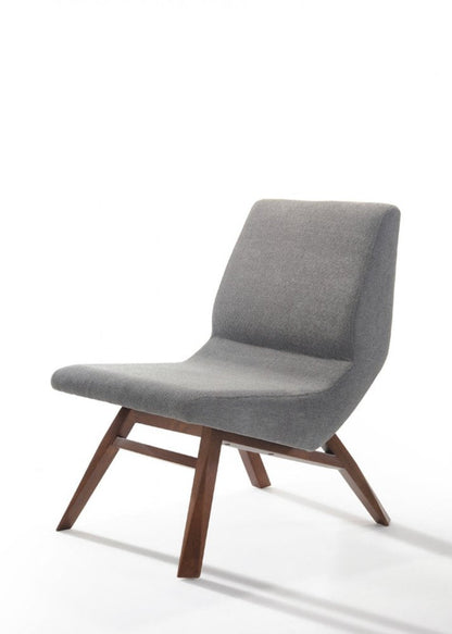 22" Gray And Brown Upholstered Lounge Chair With Ottoman HomeRoots