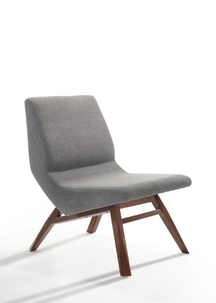 22" Gray And Brown Upholstered Lounge Chair With Ottoman HomeRoots