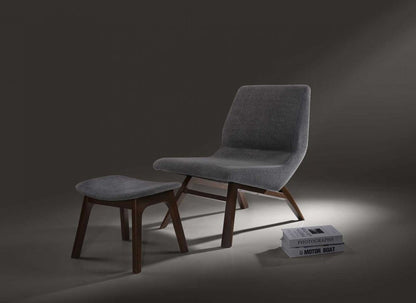 22" Gray And Brown Upholstered Lounge Chair With Ottoman HomeRoots
